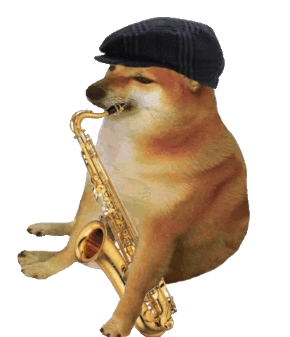 Cheems playing saxophone